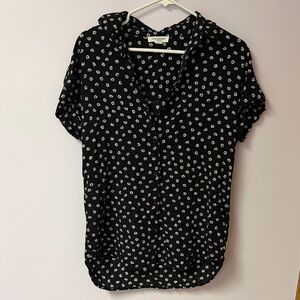 beachlunchlounge Black and White Floral Button Down Shirt